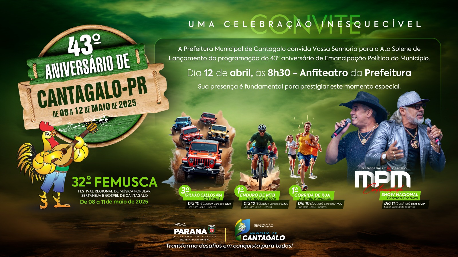 Programação da 43a Festa de Aniversário de Cantagalo (confira completa abaixo na matéria)