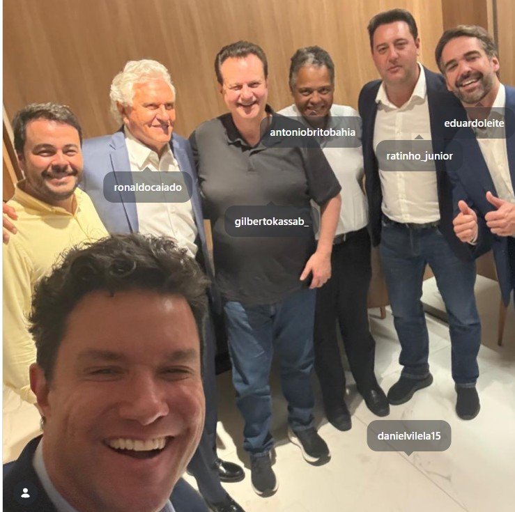 Guto Silva com Ronaldo Caiado, Gilberto Kassab, Ratinho Junior de Eduardo Leite (Foto: Divulgação/GS)