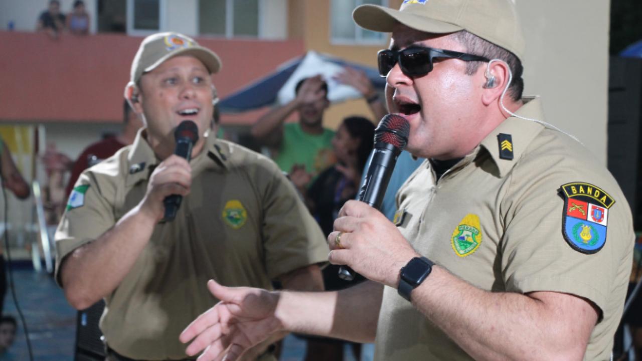 Banda da PMPR se apresenta na Colônia de Férias — Foto: Governo do Paraná
