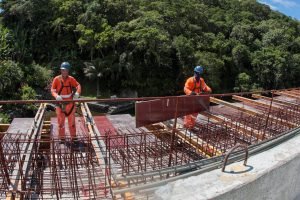 Obras da Ponte de Guaratuba em andamento. — Foto: Governo do Paraná