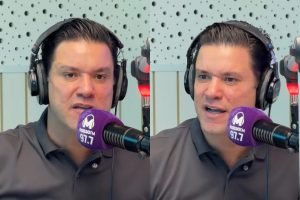 Guto Silva durante participação na rádio Massa FM — Foto: Guto Silva durante par