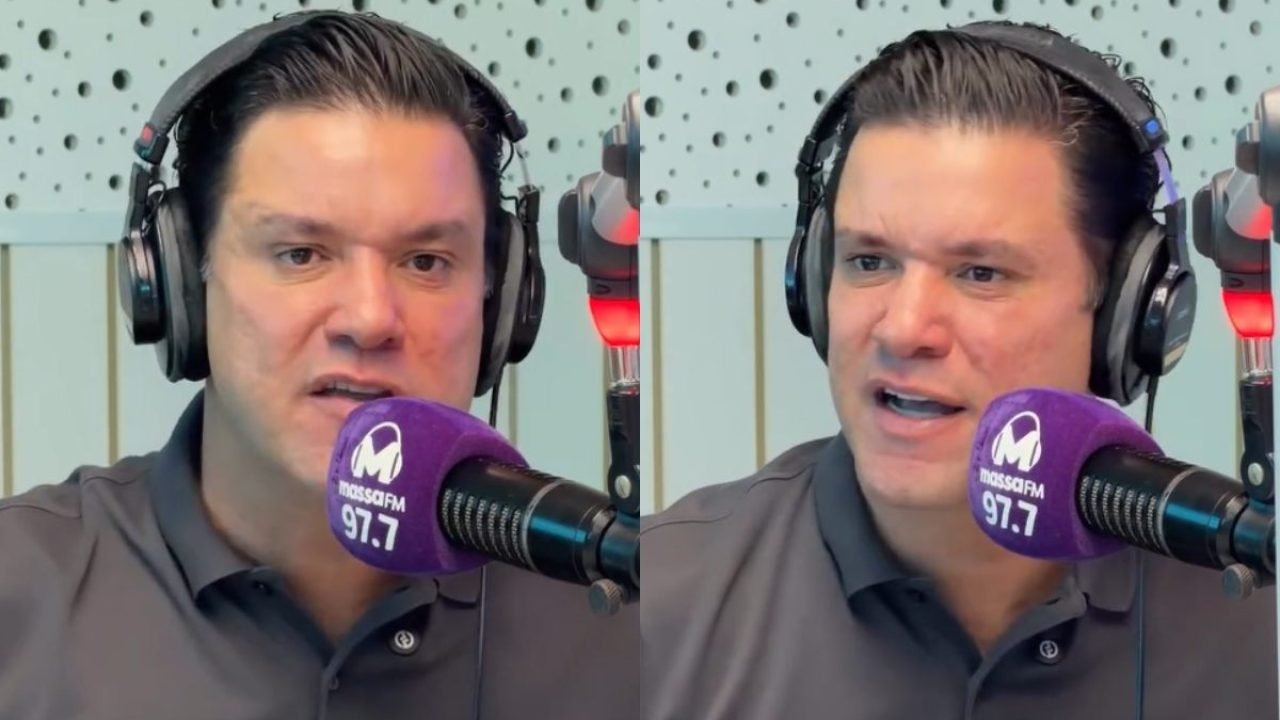 Guto Silva durante participação na rádio Massa FM — Foto: Guto Silva durante par