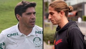 Abel Ferreira e Filipe Luís — Foto: Cesar Greco / Palmeiras e Adriano Fontes / F