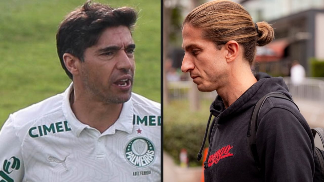 Abel Ferreira e Filipe Luís — Foto: Cesar Greco / Palmeiras e Adriano Fontes / F