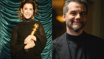 Montagem de imagens mostra Fernanda Torres após vitória no Globo de Ouro — Foto: