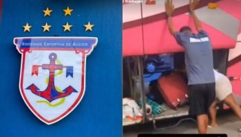 Jovens jogadores de futebol foram abandonados em um ônibus — Foto: ReproduçãoDir