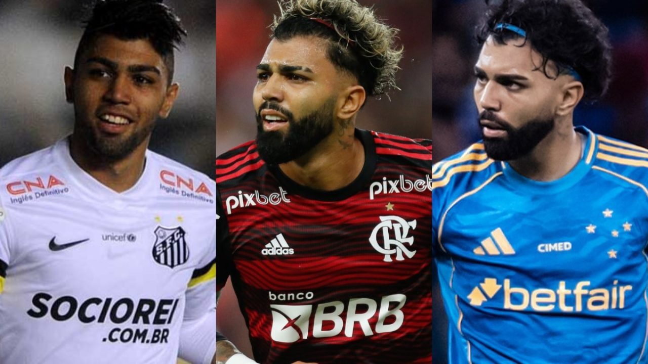 Gabigol — Foto: Ivan Storti/Santos FC, Gilvan de Souza/Flamengo e Gustavo Aleixo