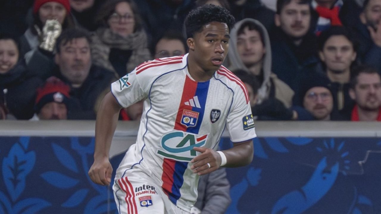 Endrick anotou seu primeiro gol pelo Lyon — Foto: Reprodução / @OLEndrick anotou