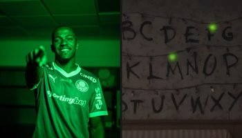 Marlon Freitas com a camisa do Palmeiras — Foto: Werner Flister / PalmeirasMarlo