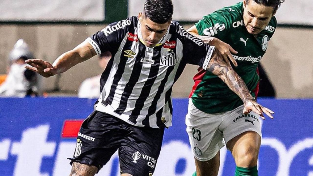 Palmeiras derrotou o Santos em clássico movimentado — Foto: Reprodução/X Santos