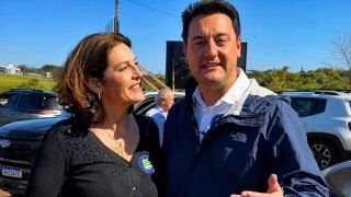 Cristina Graeml e Ratinho Junior durante agenda em Cascavel (Foto: Reprodução/Redes Sociais/CG)