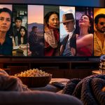 Noite de cinema aconchegante em casa