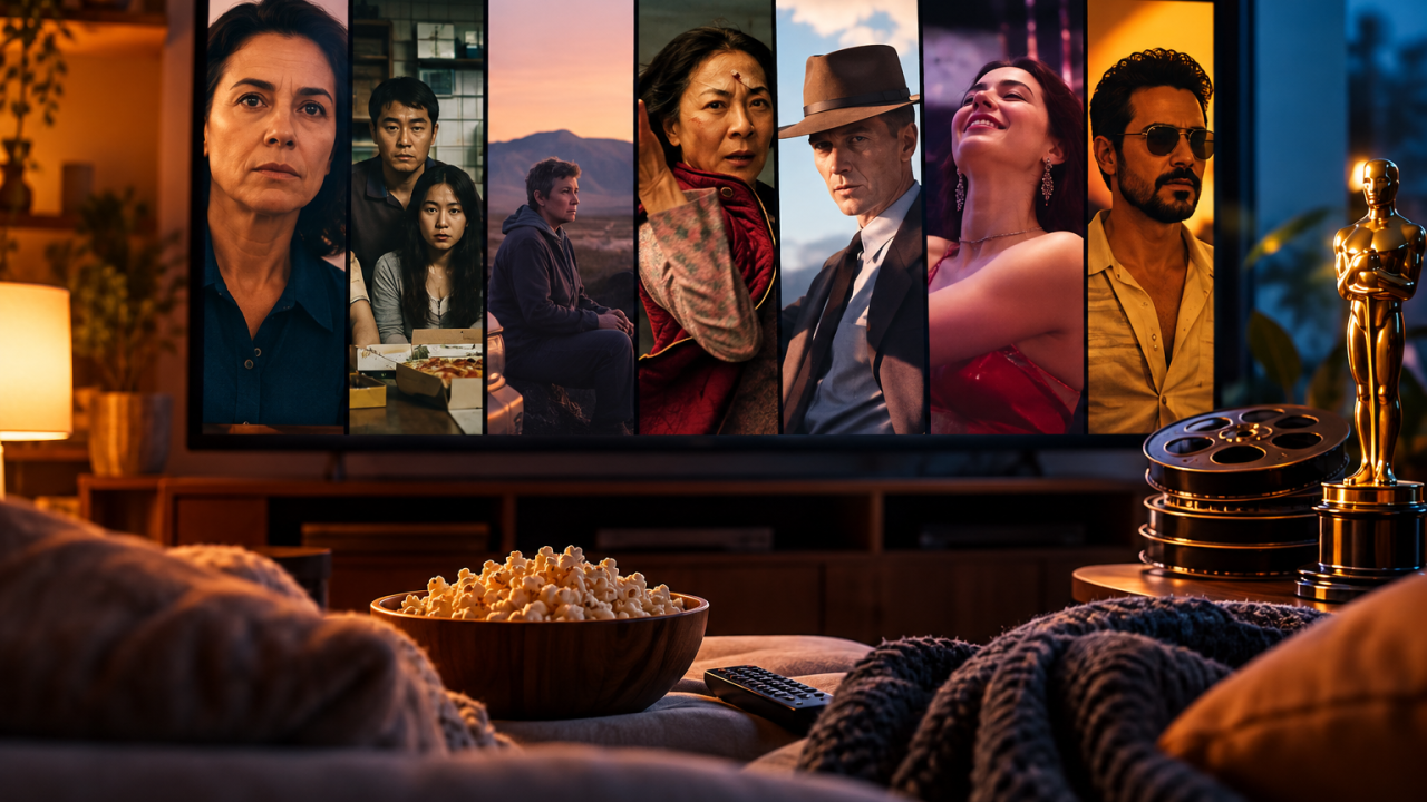 Noite de cinema aconchegante em casa