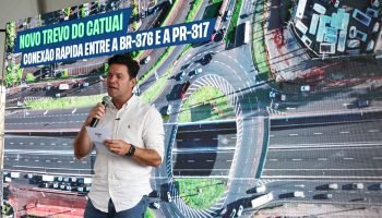 Guto Silva, Secretário de Estado das Cidades durante a entrega do novo Trevo do Catuaí, em Maringá (Credito/Fotos: Arnaldo Neto/AEN (Trevo) e Ari Dias/AEN)