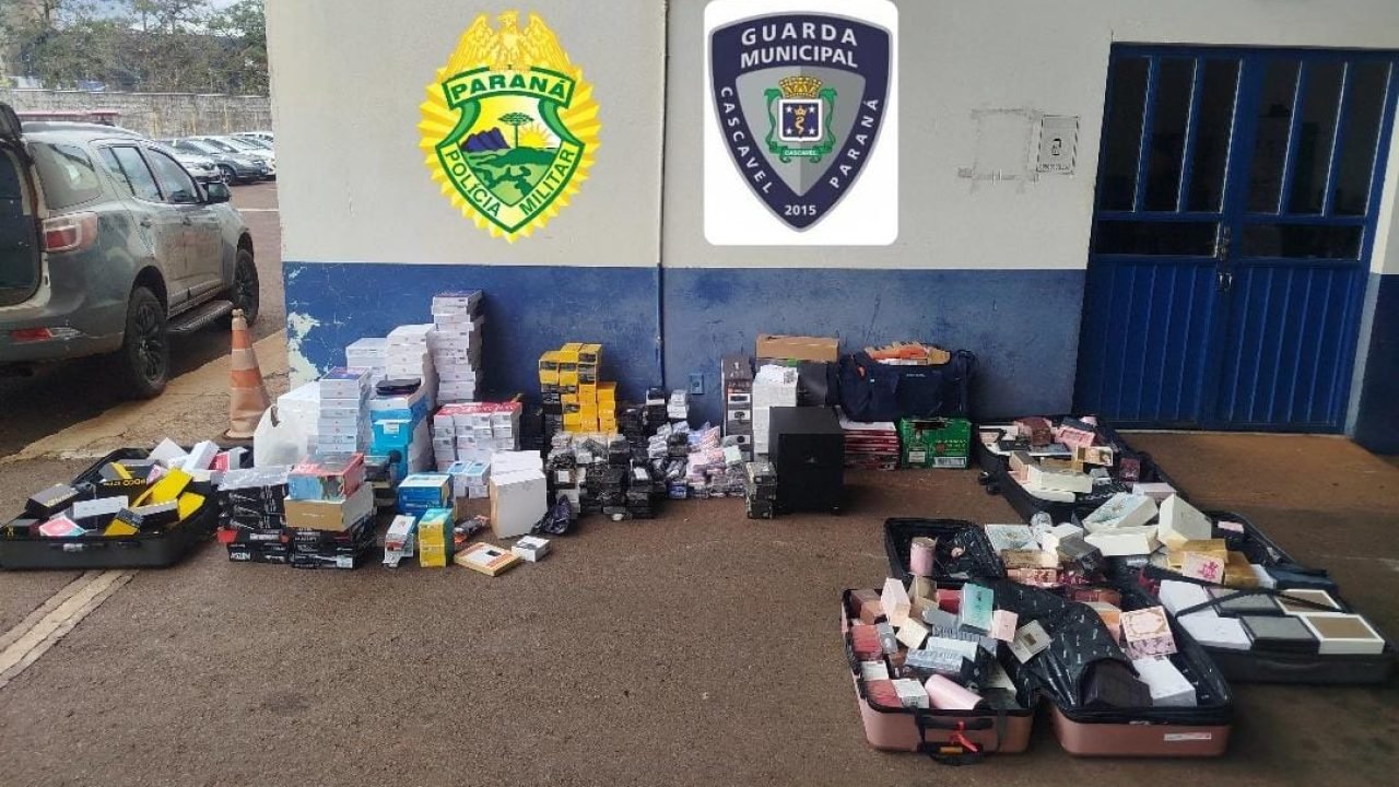 Apreensão de mercadorias contrabandeadas — Foto: Polícia Militar e Guarda Munici