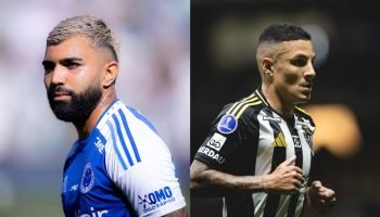Gabigol e Arana acertaram suas saídas — Foto: Lucas Bubols/Cruzeiro e Pedro Souz