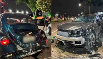 Acidente na Avenida das Torres: Audi bateu violentamente na traseira do Fusca —