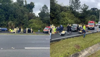 A criança e o motorista sofreram ferimentos graves — Foto: A criança e o motoris