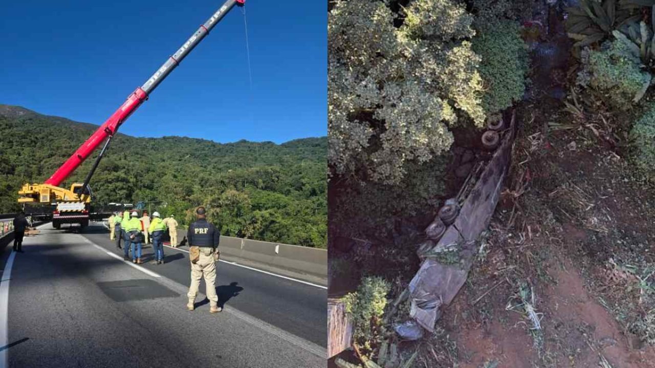 Mulher morreu após despencar com caminhão em acidente no Viaduto dos Padres — Fo