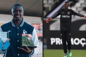 Andrew em dois tempos: no Gil Vicente e no Botafogo — Foto: Reprodução / @gilvic