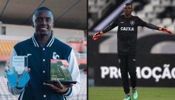 Andrew em dois tempos: no Gil Vicente e no Botafogo — Foto: Reprodução / @gilvic