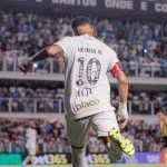 Neymar em ação durante o jogo entre Santos e Velo Clube — Foto: Crédito da image