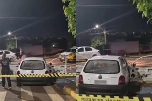 Uma criança estava no veículo e presenciou o crime — Foto: Uma criança estava no