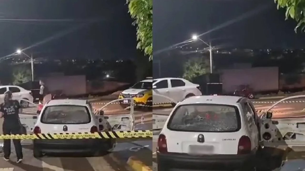 Uma criança estava no veículo e presenciou o crime — Foto: Uma criança estava no