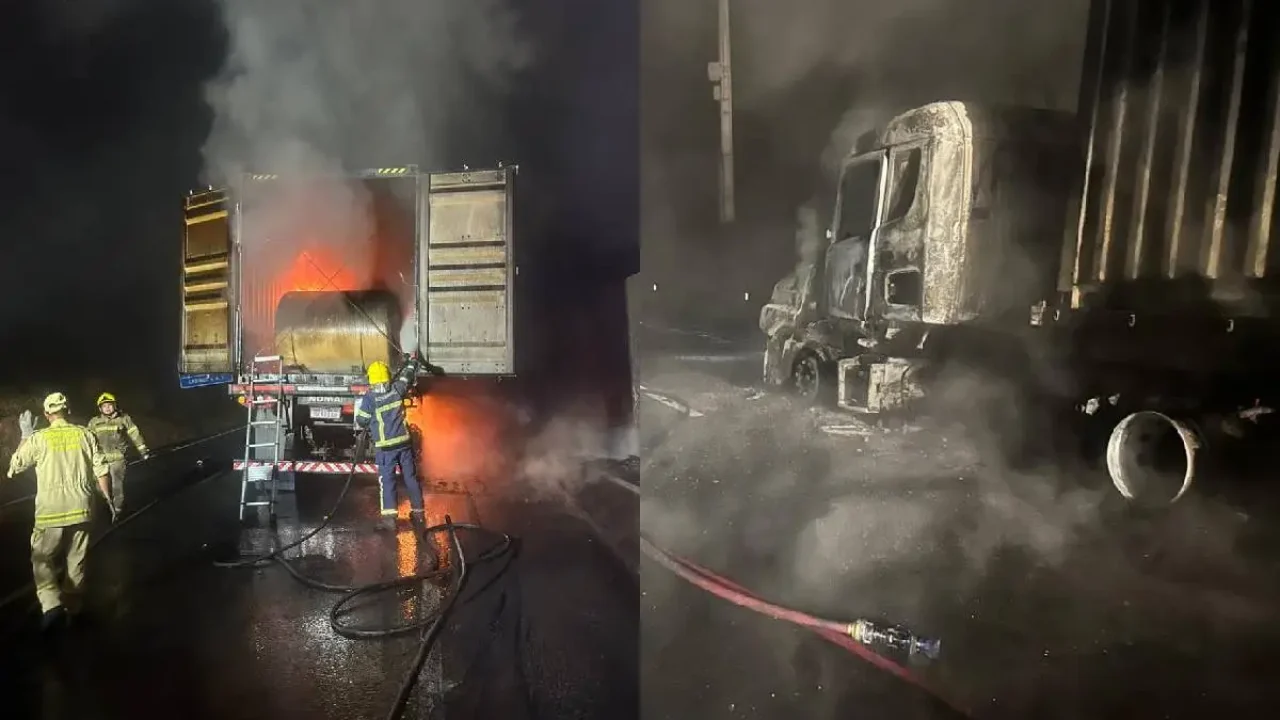 Foto: O incêndio não deixou feridos (Foto: Divulgação/PRF)