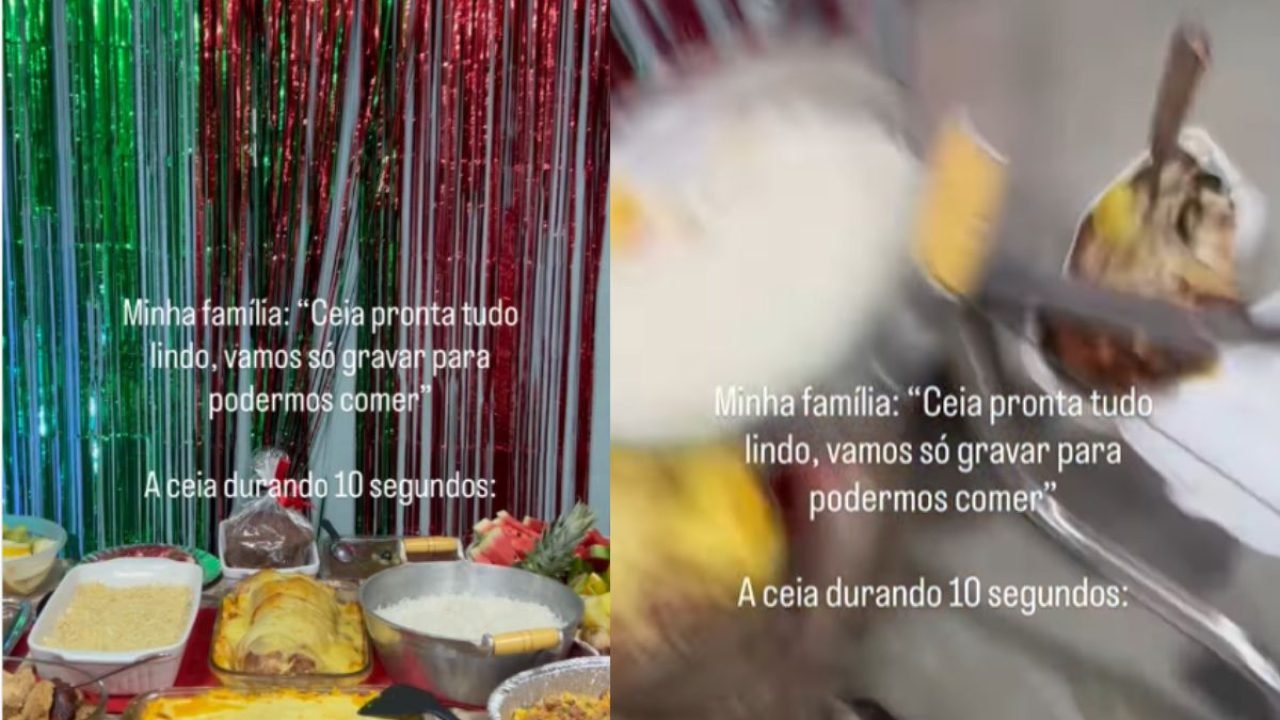 Ceia de Natal cai e vira cena de comédia — Foto: Reprodução/Redes Sociais
