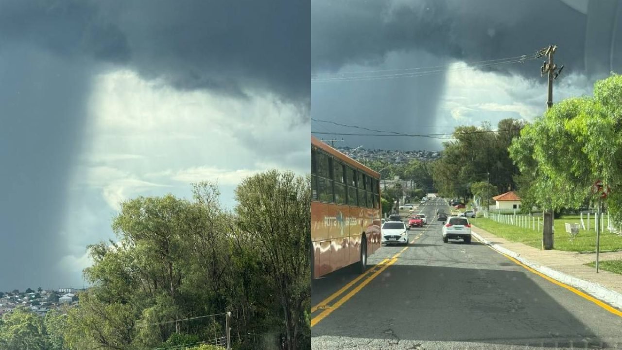 Cortina de chuva em Ponta Grossa, Paraná. — Foto: Foto: Reprodução/Rede Massa