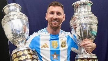 Foto: Reprodução/TwitterMessi conquistou duas Copa América com a Argentina, em 2