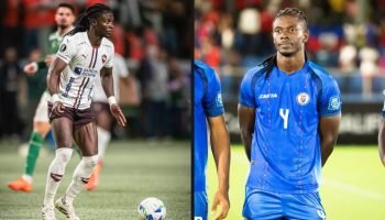 Ricardo Adé na LDU e com a seleção do Haiti — Foto: Reprodução / @adericardo4Ric