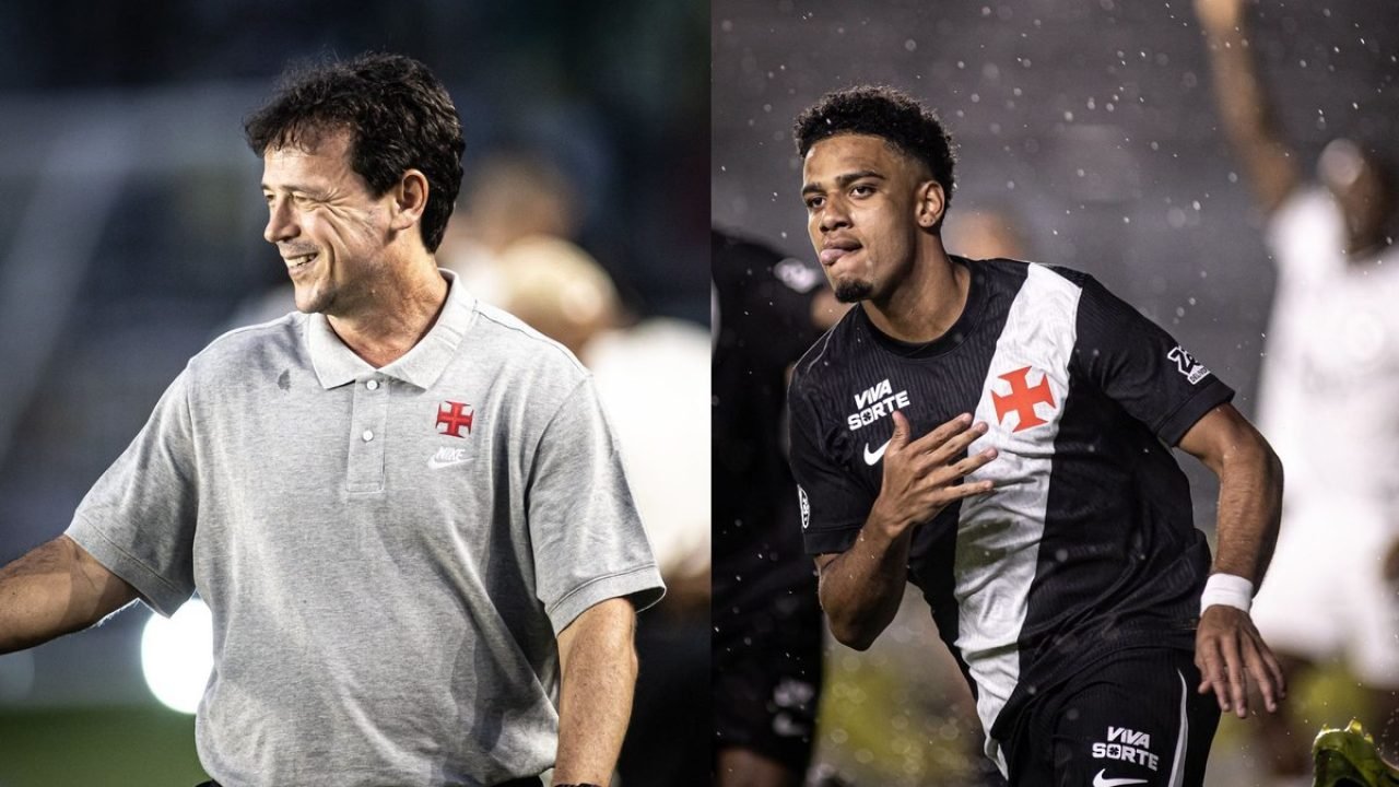Fernando Diniz e Brenner se reencontraram no Vasco — Foto: Matheus Lima/Vasco.Fe