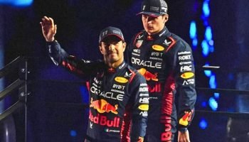 Sérgio Perez e Max Verstappen foram companheiros na Red Bull — Foto: Reprodução