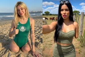 Montagem com fotos de influenciadoras criadas por meio de IA — Foto: 1 de 1 Mont