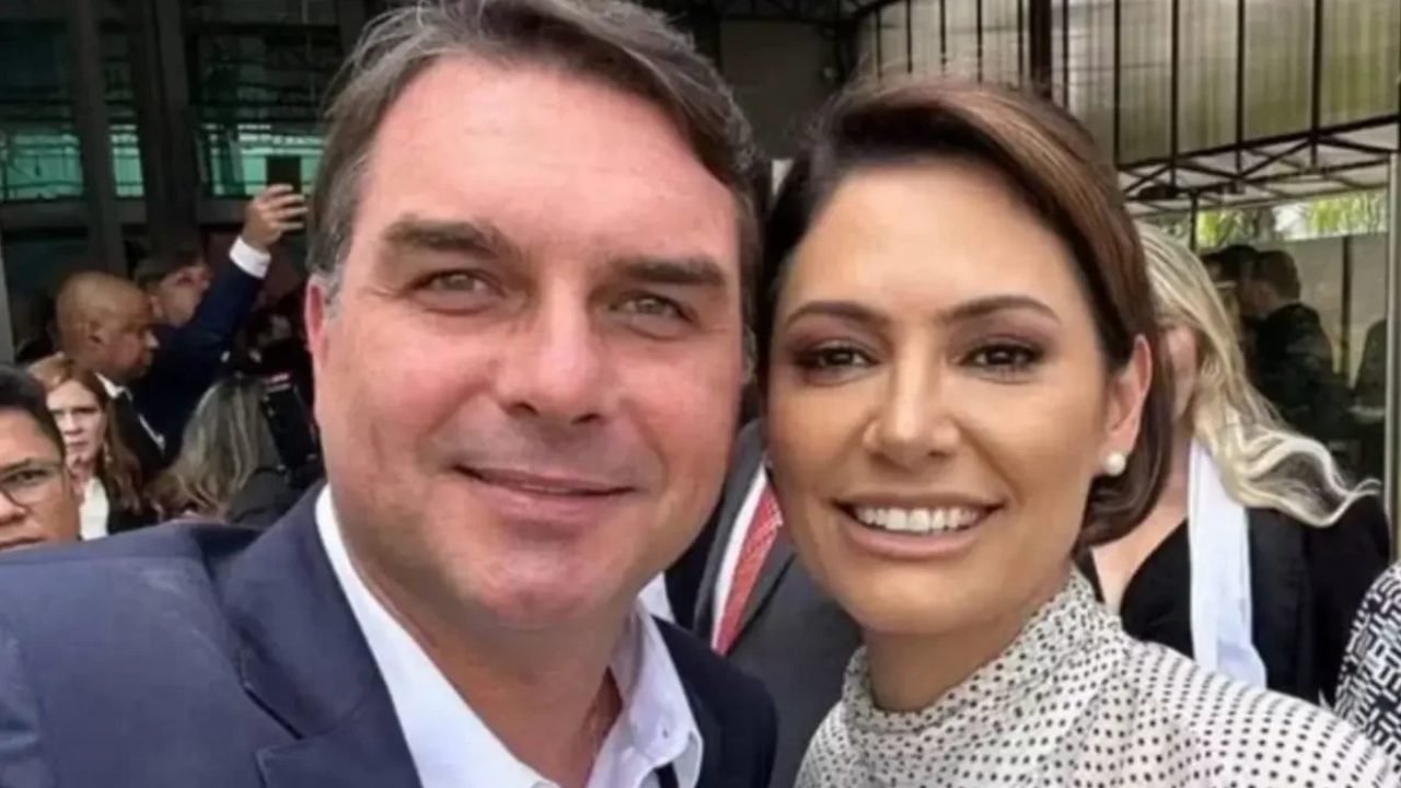 flavio-bolsonaro-e-michelle-gravam-juntos