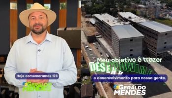Geraldo Mendes e ao lado o novo Hospital e Maternidade de São José dos Pinhais, qual ele viabilizou R$ 153 milhões em recursos para a obra (Colagem)