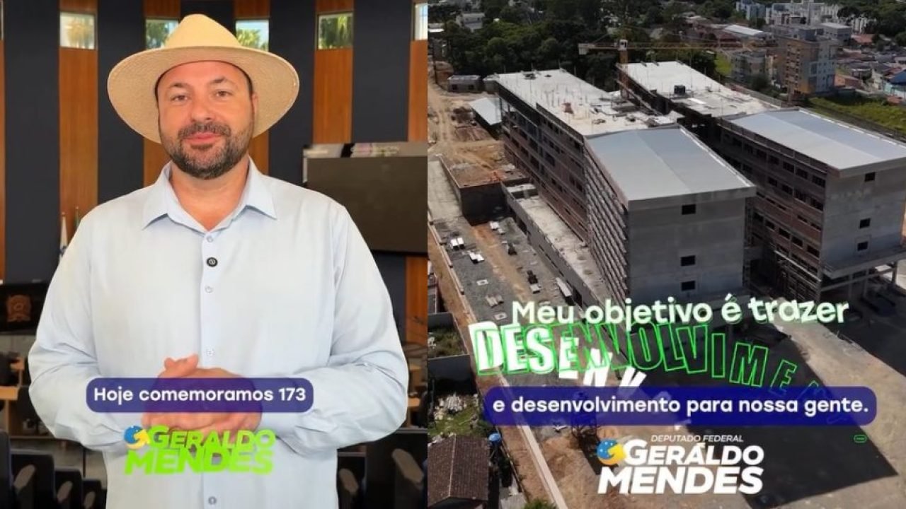 Geraldo Mendes e ao lado o novo Hospital e Maternidade de São José dos Pinhais, qual ele viabilizou R$ 153 milhões em recursos para a obra (Colagem)