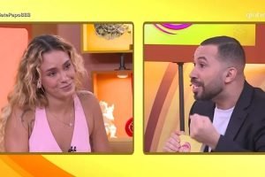 Foto: 1 de 1 Gil do Vigor e Sarah Andrade no Bate-Papo BBB - Metrópoles - Foto: