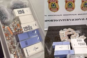 Jovem é preso no aeroporto com mais de 100 ampolas de medicamento proibido — Fot
