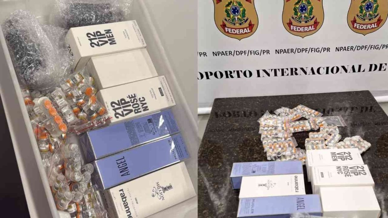Jovem é preso no aeroporto com mais de 100 ampolas de medicamento proibido — Fot