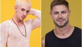 Montagem com fotos coloridas de Juliano Floss e Jonas, participantes do BBB 26 —