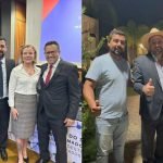 A dupla com a ministra Gleisi Hoffman e com o deputado federal Geraldo Mendes (Colagem)