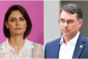 michelle-bolsonaro-foto-adriano-machado-reuters-e-flavio-bolsonaro-foto-evaristo-sa-afp