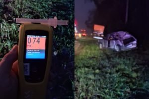 Motorista bêbado se envolve em acidente na BR-376 — Foto: Motorista bêbado se en
