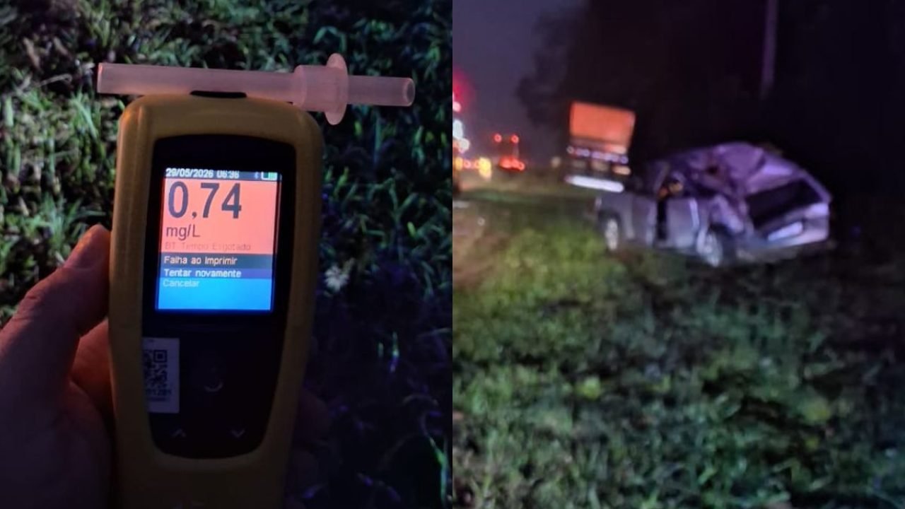 Motorista bêbado se envolve em acidente na BR-376 — Foto: Motorista bêbado se en