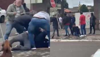 Pancadaria em plena avenida movimentada de Rolândia — Foto: Pancadaria em plena