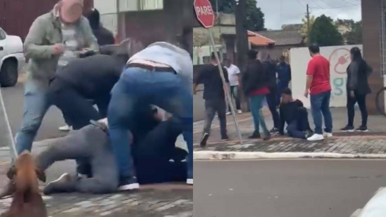 Pancadaria em plena avenida movimentada de Rolândia — Foto: Pancadaria em plena