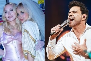 Montagem com fotos Madonna, Sabrina Carpenter e Zezé Di Camargo — Foto: 1 de 1 M